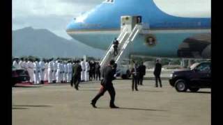 Barack Obama Descending form Air Force One Piarco International Airport  Trinidad [upl. by Ecneps513]