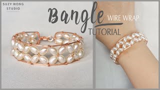 Elegant Pearls Wire Wrap Bracelet Tutorial  DIY Bracelet Easy Bangle DIY Jewelry How to make [upl. by Romeon]