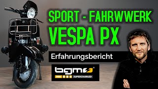 Vespa PX Fahrwerkstuning  BGM Stoßdämpfer Erfahrungsbericht [upl. by Agee107]