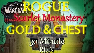 Easy GOLD amp CHEST Scarlet Monastery Run For ROGUE Lvl 42 WoW Classic Hardcore [upl. by Aldwon]