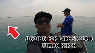 JIGGING FOR LAKE STCLAIR JUMBO PERCH  Lake StClair Fishing [upl. by Frear]