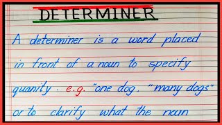 Definition of determiners  Types of determiners [upl. by Aizirtap]