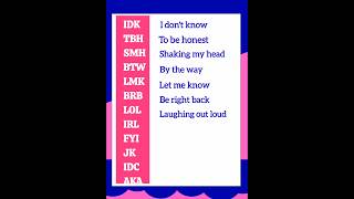 Acronyms and meanings english [upl. by Somisareg]