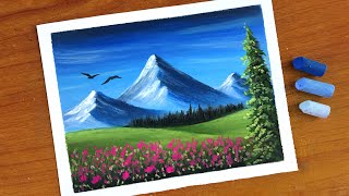 Easy Oil Pastel Mountain Landscape Painting for beginners  Oil Pastel Drawing [upl. by Botti725]