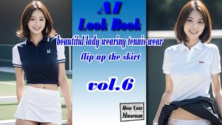 AI Lookbook【4K】テニスウエアのきれいなお姉さんのスカートめくり vol 6／beautiful lady wearing tennis wear flip up the skirt [upl. by Russell]