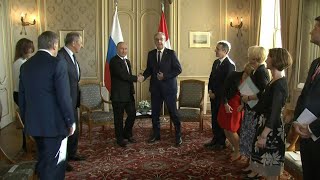 Vladimir Putin meets with Swiss President after US summit  AFP [upl. by Atiluj890]