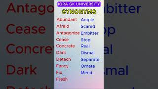 Synonyms  IQRA GK UNIVERSITY  english viral education vocabulary synonyms [upl. by Ciredec418]