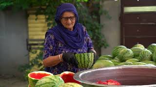 WATERMELON JUICE  SUMMER DRINK  HEALTHY FRUIT JUICE PREPARED BY GRANNY  FRUIT CUTTING [upl. by Adnolahs]