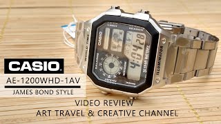 Casio AE1200WHD1AV World Time Series Square Shape Wrist Watch  James Bond Style Wrist Watch [upl. by Huberty]