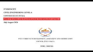 Level 6 Civil Engineering Technician APPLY WATER AND WASTEWATER TECHNOLOGY Cdac past Paper July 2022 [upl. by Sholem566]