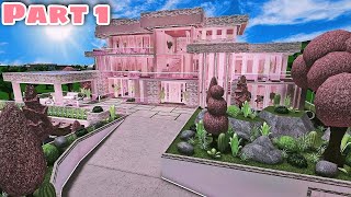 Bloxburg Modern Barbie Dreamhouse Speedbuild Part 15 Exterior [upl. by Annayrb]