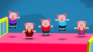 Five Little Piggies Jumping on the Bed Nursery Rhyme  Cartoon Animation Rhymes Songs for Children [upl. by Refanej]