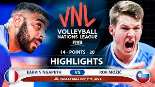 France vs Slovenia  VNL 2021  Highlights  Earvin Ngapeth vs Rok Možič [upl. by Binny534]