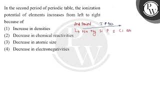 In the second period of periodic table the ionization potential of elements increases from [upl. by Eckardt369]