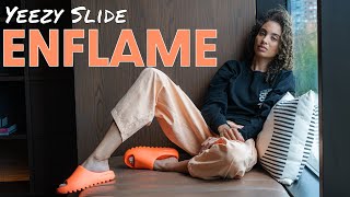 YEEZY SLIDE  ENFLAME ORANGE  UNBOXING AND REVIEW [upl. by Fugate680]