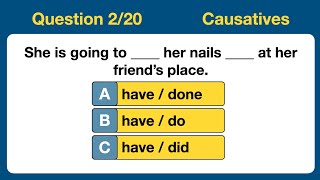 20 Question Quiz on Causatives ENGLISH GRAMMAR B1B2 Level HAVEGETMAKELET englishgrammar [upl. by Anaerdna235]