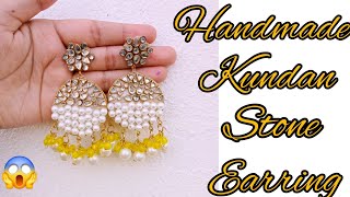 Diy Kundan stone earrings making at home Diy earrings Viral videos Diy  Youtubepartner [upl. by Horlacher590]