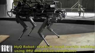 HyQ  IITs Hydraulic Quadruped Robot  Balancing and First Outdoor Tests [upl. by Oliy640]