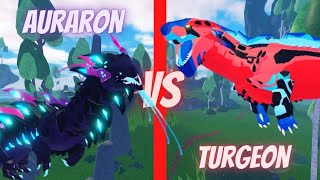 AURARON VS TURGEON  Creatures of Sonaria [upl. by Akcirderf59]