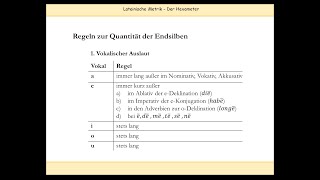 Lateinische Verse skandieren Regeln zu Längen und Kürzen u a Naturlänge Positionslänge [upl. by Aneerehs]