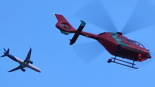 TWO FOR ONE Helimed 72 GWASC departing a scene in Haughton Green with Jet2 GSUNH 28424 [upl. by Ayalat]