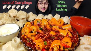 Eating Lots of Nepali Momo amp Laphing Big Bites  Asmr Eating  Mukbang [upl. by Loziram]