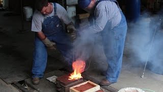 Pouring Molten Brass Backyard Molding and Foundry Work [upl. by Seligmann946]