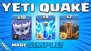 10 x YETIS  ZAPQUAKE  UNSTOPPABLE Best TH12 Attack Strategy  Clash of Clans [upl. by Linis99]