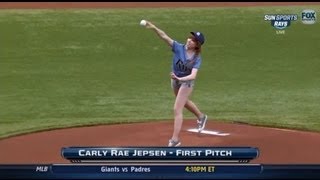 Carly Rae Jepsen Baseball Pitch Video  Worst Throw Ever [upl. by Linehan]