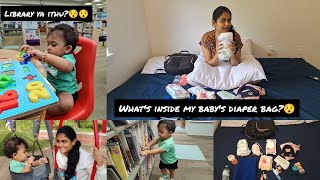 Whats inside my babys diaper bag😁 America la Library ippadi than erukuma😳 [upl. by Perice273]