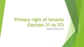 Rajasthan Tenancy Act 1955 Primary Right of tenant [upl. by Tori686]