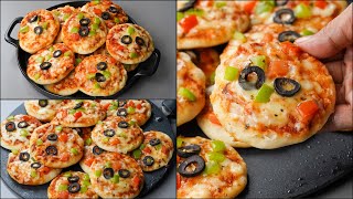 Mini Pizza Recipe  Mini Pizza On Tawa  Without Oven  Eggless  Veggie Pizza Recipe  Easy Pizza [upl. by Enaxor]