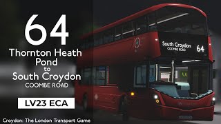 Midnight Shift  64 towards South Croydon Coombe Road  Croydon TLTG  Roblox 2 [upl. by Nosittam917]