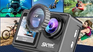 Dual Screen Action Camera 5K 30FPS 4K 60FPS 48MP EIS Video With Optional Filter Lens 1080P Webcam [upl. by Ruthann398]