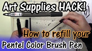 INKTOBER HACK How to refill your Pentel Color Brush Pen yourself with waterproof ink [upl. by Mandelbaum72]