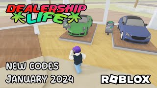 Roblox Dealership Life RP New Codes January 2024 [upl. by Nnyleuqaj]