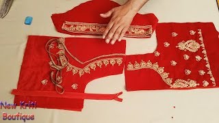 Heavy Work Bridal Choli  Blouse Cutting Step by Step [upl. by Kcolttam]