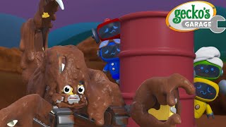 Eric the Muddy Excavator Scares the Mechanicals  Geckos Garage  Truck Cartoons For Children [upl. by Edra]