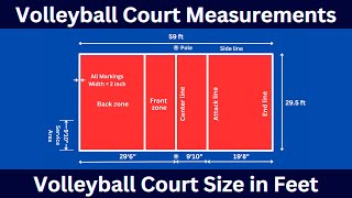 Volleyball Court Size in feet  Volleyball Court Measurement  Volleyball Court Marking [upl. by Krid]