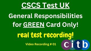 CSCS Card UK  CSCS Test 2023  CSCS Test for Green Card  cscscard  01 general responsibilities [upl. by Sillad540]