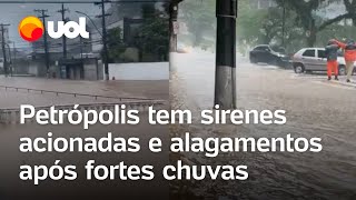 Chuva no RJ Petrópolis tem alagamentos e sirenes são acionadas veja vídeos [upl. by Scherle]