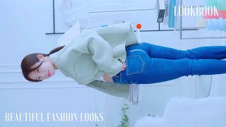 4K룩북 놀라운 의상 룩북 여자 친구는 아름다운 패션 룩을 시도합니다 Amazing Korean Girl Lookbook 룩북 모델 amazing outfit look [upl. by Llerrac]