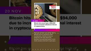 Bitcoin hits record high of 94000 due to increased institutional interest in cryptocurrency [upl. by Dionysus611]