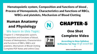 Chapter5  Hematopoietic system Composition and functions of blood  HAP  DPharma 1st year Class [upl. by Bethanne]