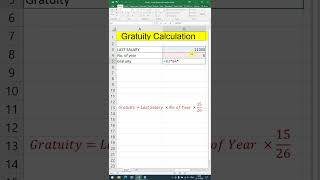 Gratuity Calculation 2024  how to calculate gratuity  excel shortsLexicon India Computer Training Institute [upl. by Cairistiona724]