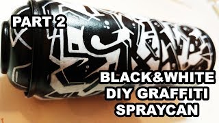 DIY Custom Graffiti Can BlackampWhite Part quotShavequot Speedart [upl. by Ahsaten964]