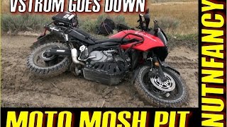 Moto Mosh Pit VStrom Goes Down Hard [upl. by Alejandro]