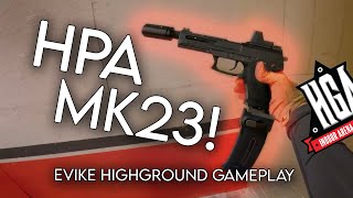 quotHPA MK23 SLAPPSquot MK23  Custom Polarstar Airsoft Gameplay at EVIKE HIGHGROUND CYPRESS TX [upl. by Meekar980]