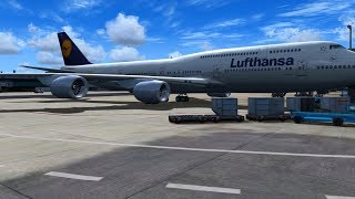 FSXLUFTHANSABOEING 7478iFrankfurt to Manilastart up take off [upl. by Rotman]