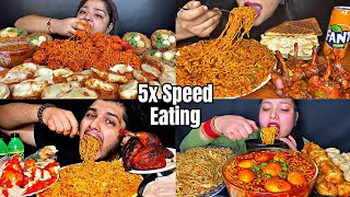 ASMREating Spicy🔥🔥🔥Maggie Masala With Momos Cheesy Sandwiche Eggs amp Chillies Indian food Mukbang [upl. by Enoek427]